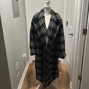 H&M Plaid Teddy Maxi Coat Sz XS